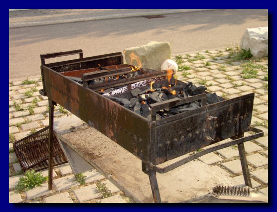Der Grill beim Aufheizen ...